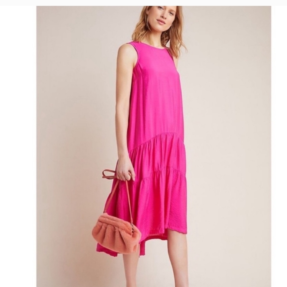 Maeve By Anthropologie Pink Sleeveless Crew Neck Sundress